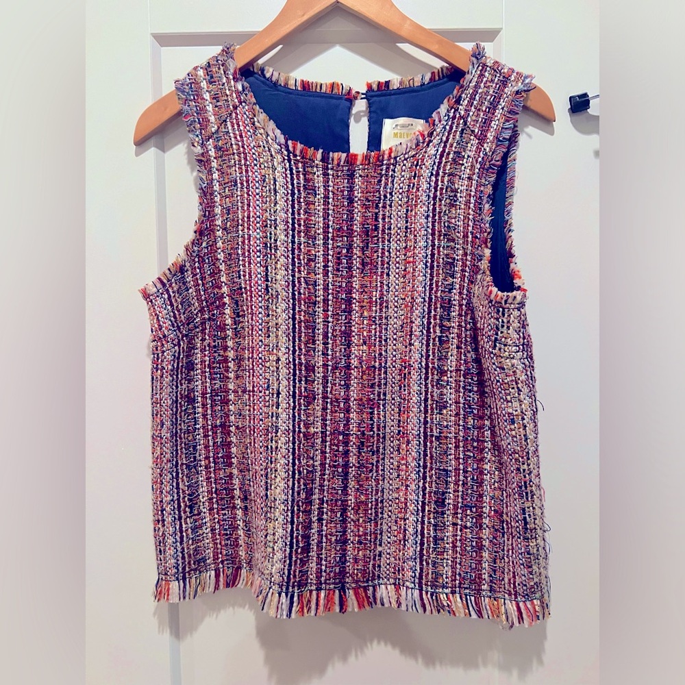 Anthropologie Maeve Womens Tweed Strapless Top
